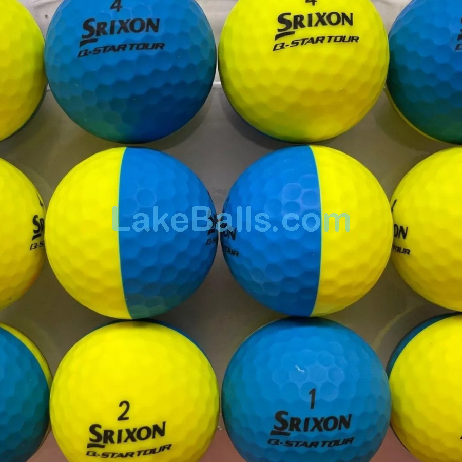 12 Srixon Q-Star Tour Divide Matte Yellow/Blue Golf Balls (Pearl Grade)